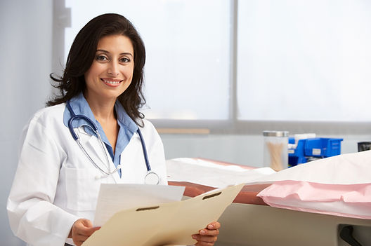 Doctor reviewing cognitive test results